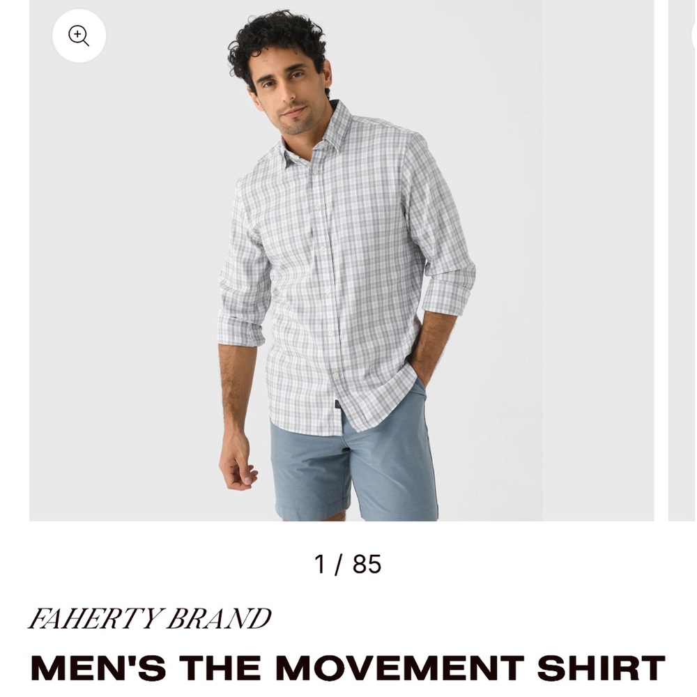 Faherty Men's Grey and White Plaid Shirt